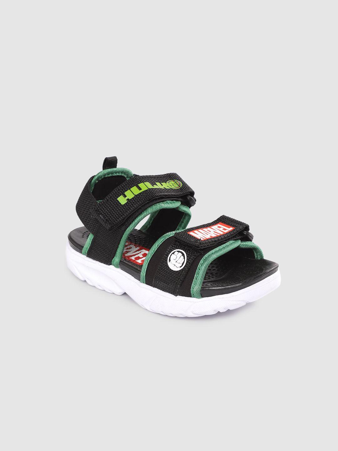 avengers boys black & green hulk print sports sandals