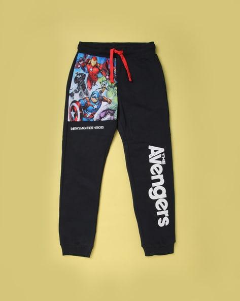 avengers print joggers with contrast panels