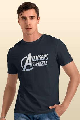 avengers assemble logo round neck mens t-shirt - navy