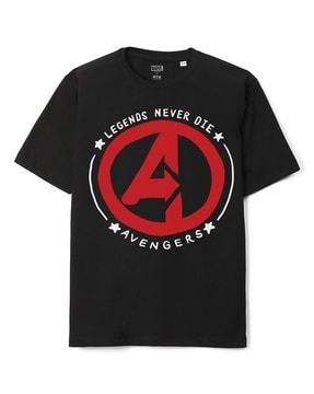 avengers print loose fit crew-neck t-shirt