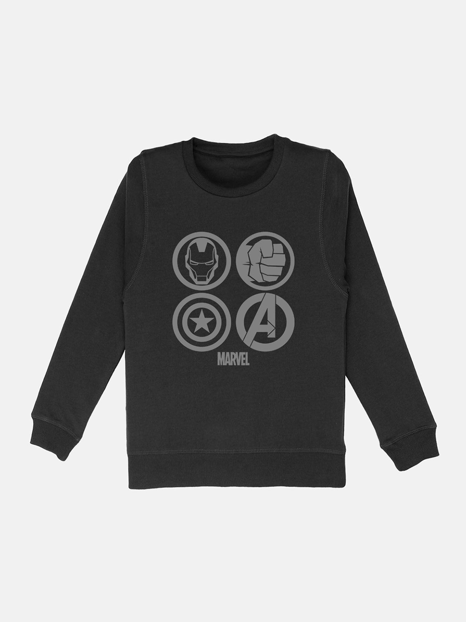 avengers printed black full sleeve sweater