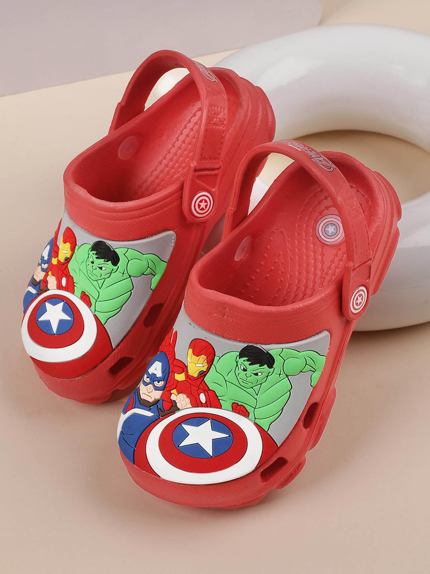 avengers printed kids boys red clogs