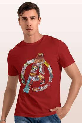avengers titles round neck mens t-shirt - red