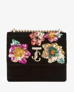 avenue quad medium shoulder bag with sequin flowers