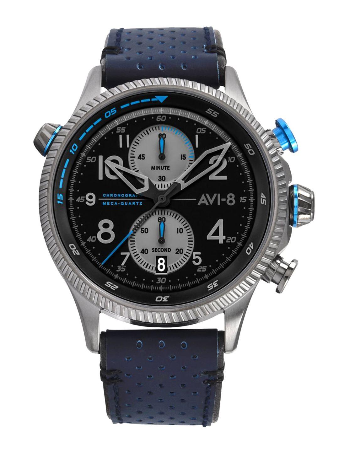 avi-8 men black & blue analogue watch av-4080-02