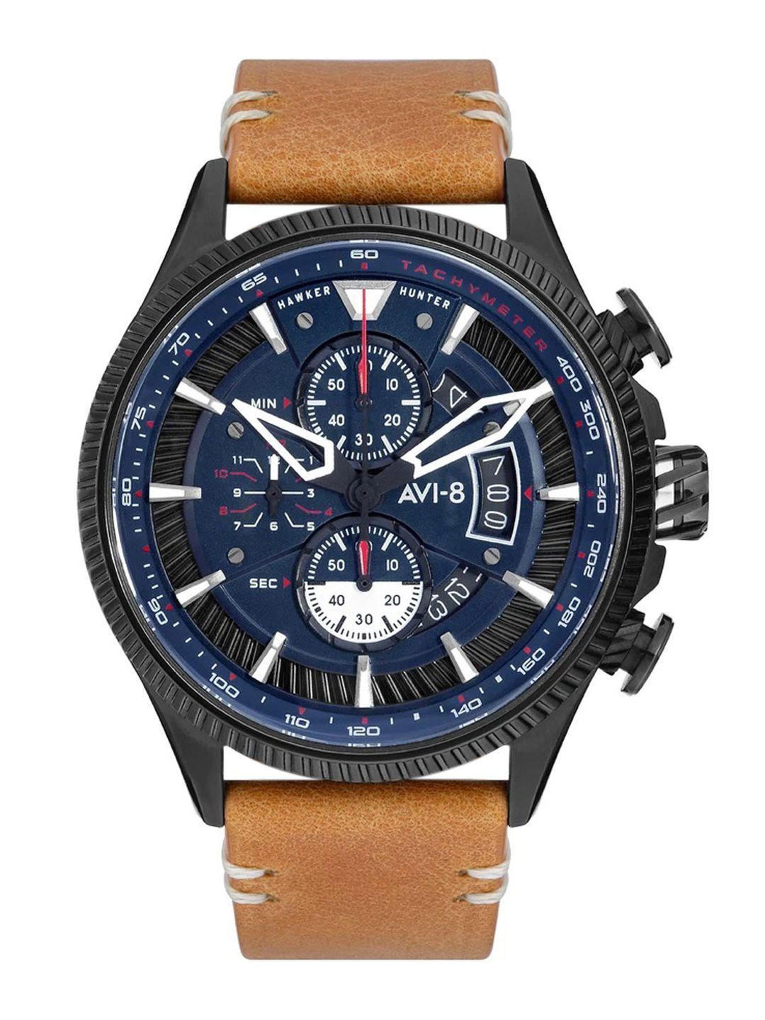 avi-8 men blue & black analogue chronograph watch av-4064-01