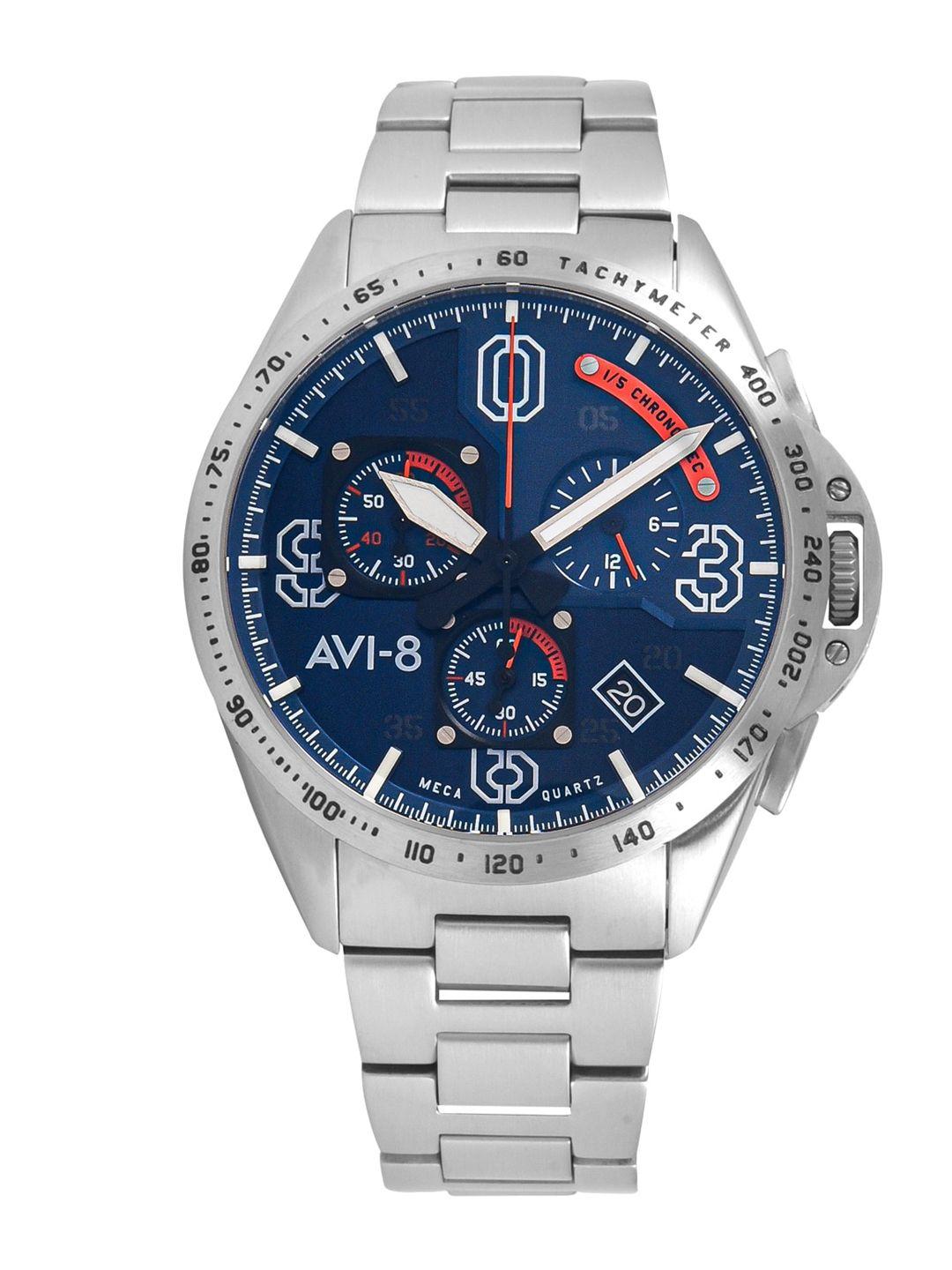 avi-8 men blue analogue watch av-4077-22