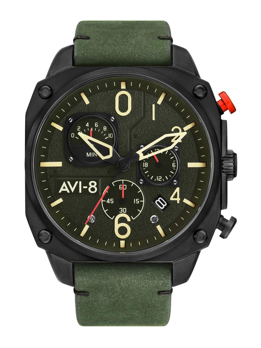 avi-8 men green analogue watch av-4052-08