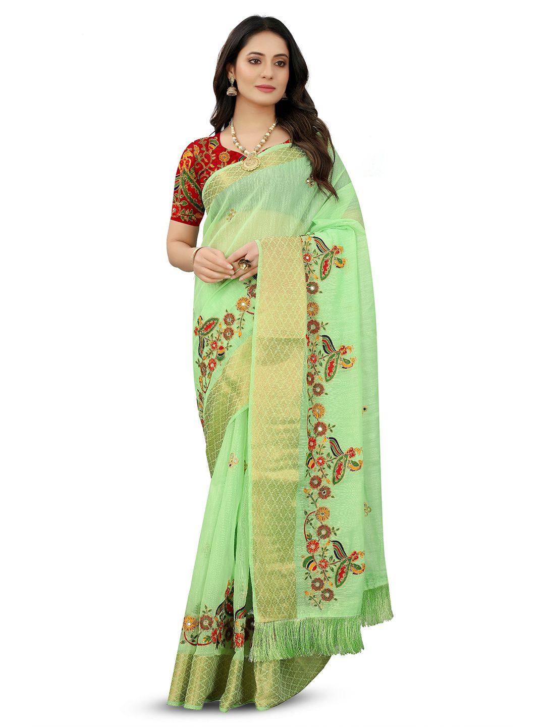 avimoz ethnic motifs embroidered zari saree