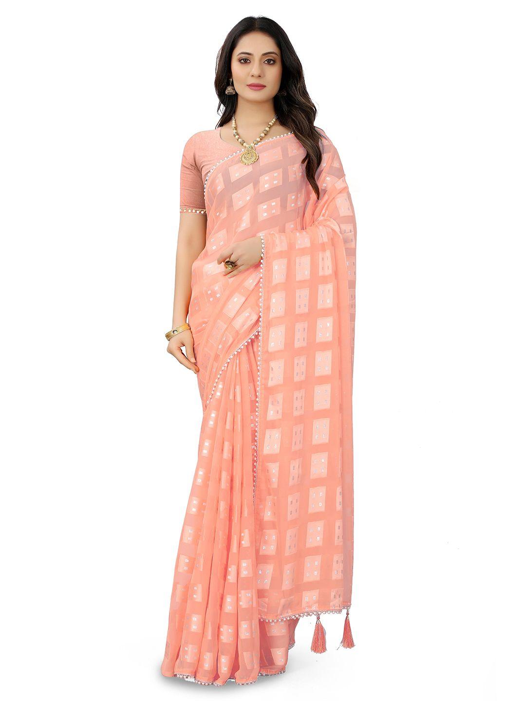 avimoz geometric woven design embellished border pure silk saree