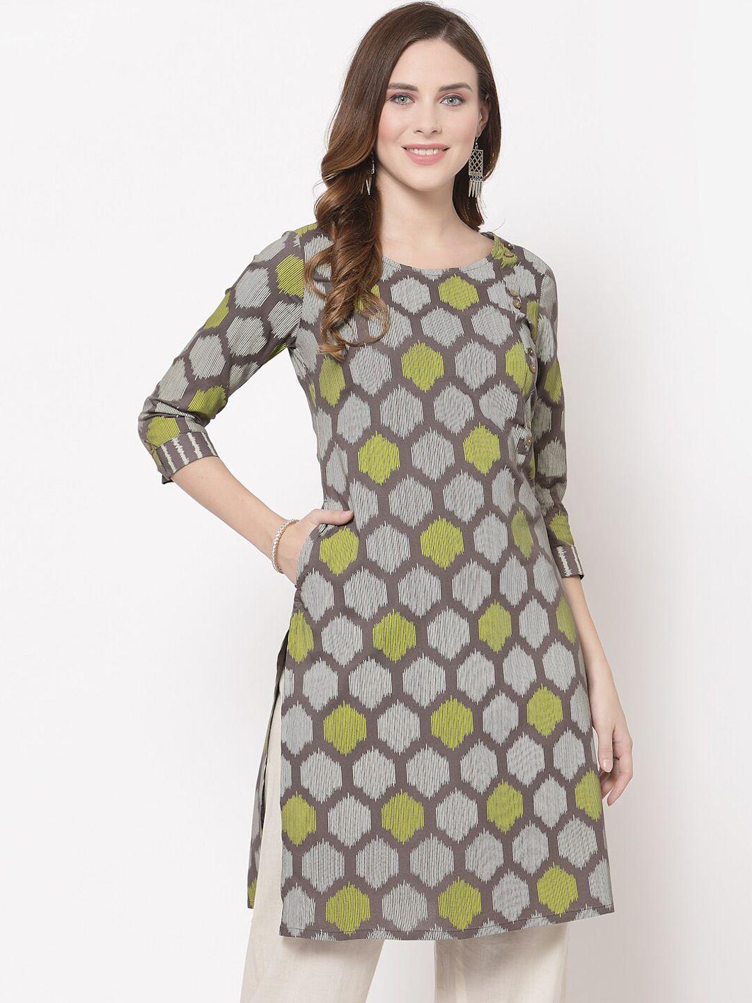 avipsa geometric printed round neck straight kurta