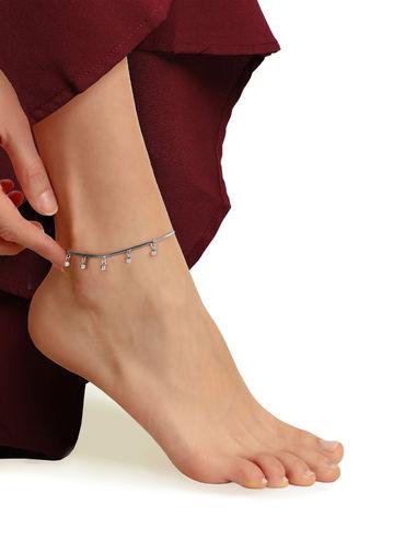 avni by giva oxidised silver bells anklet for girls and womens