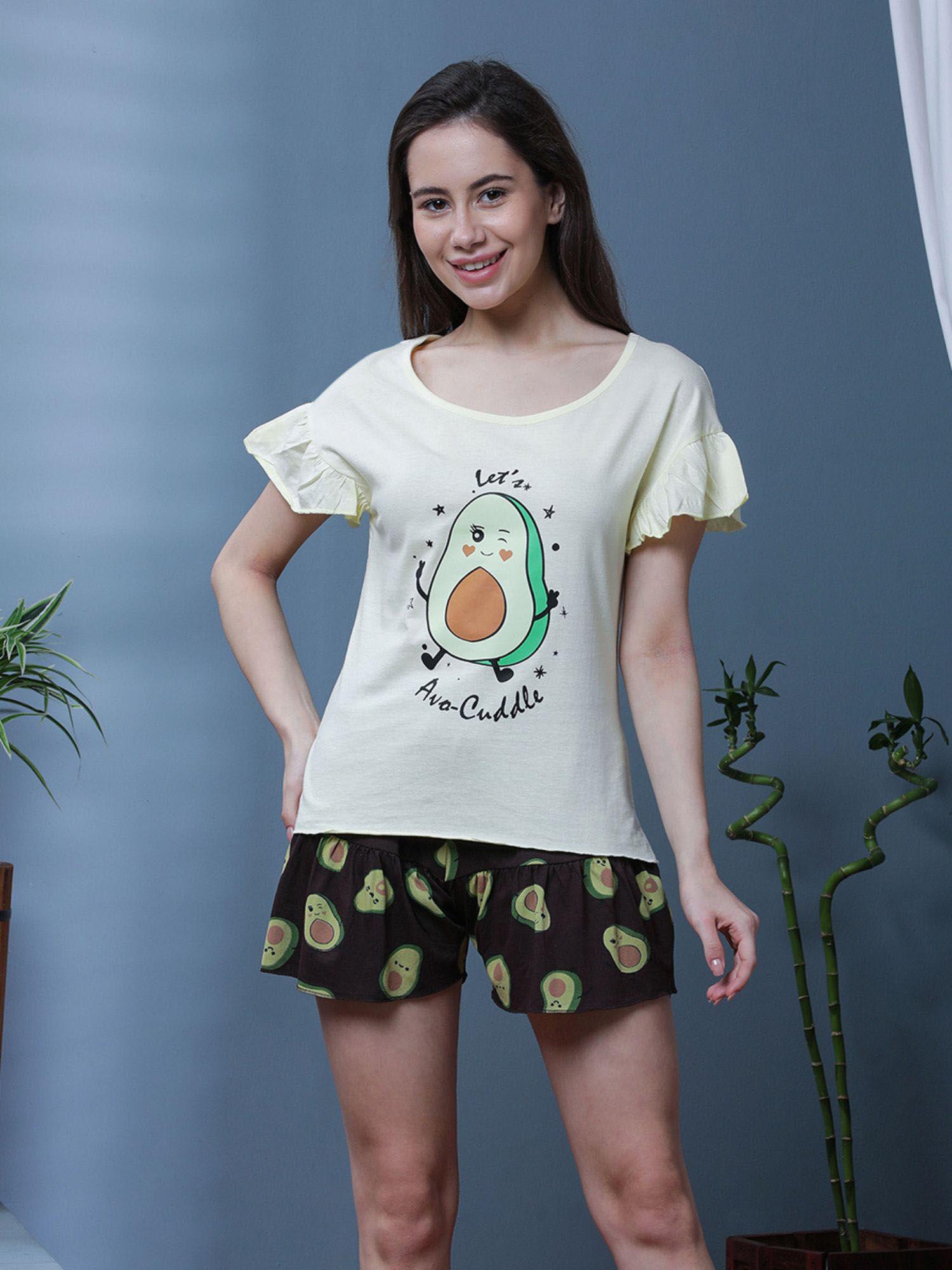 avo cuddle yellow t-shirt with shorts (set of 2)