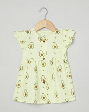 avocado print fit & flare dress