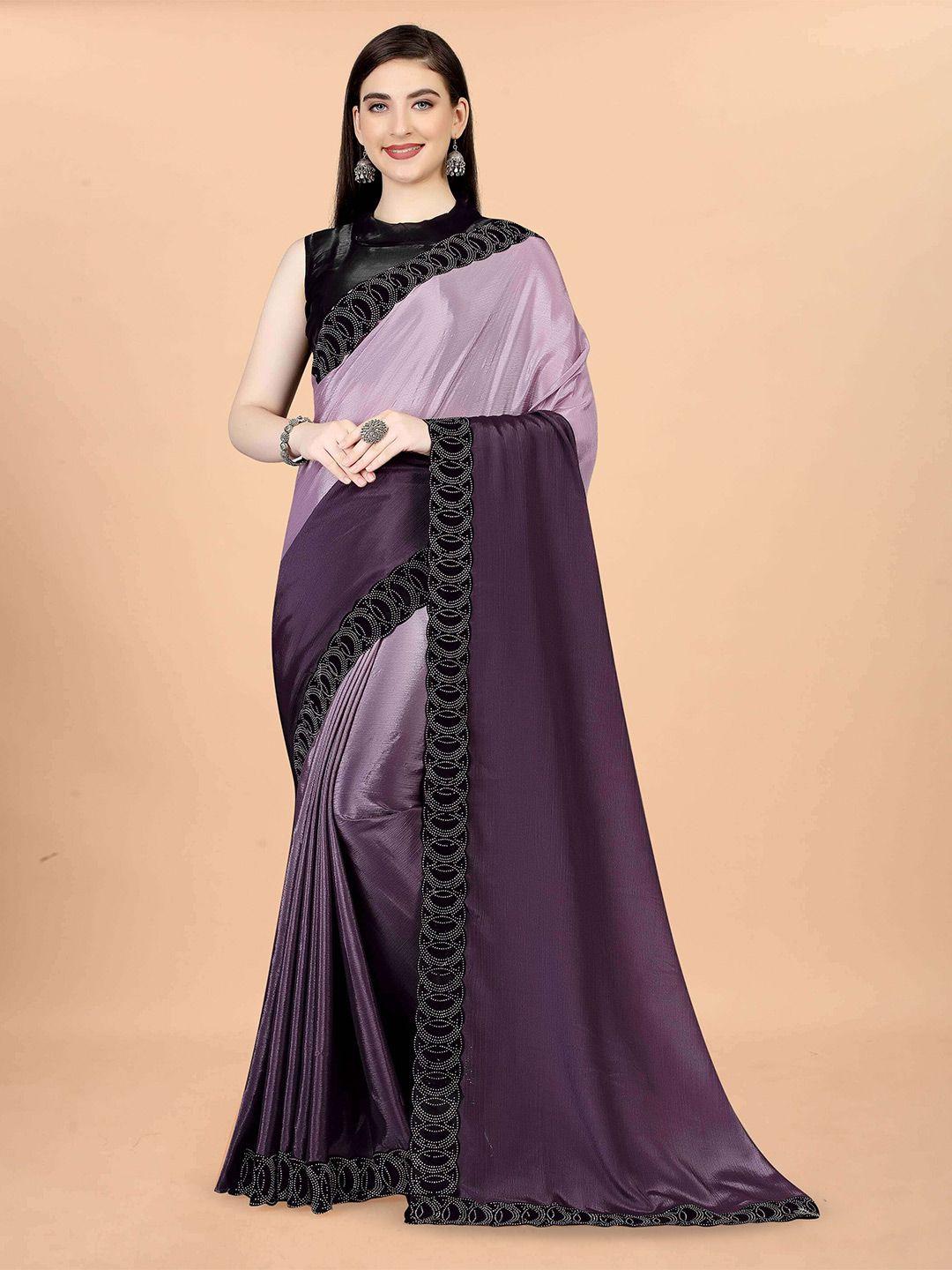 avojee violet & black ombre saree