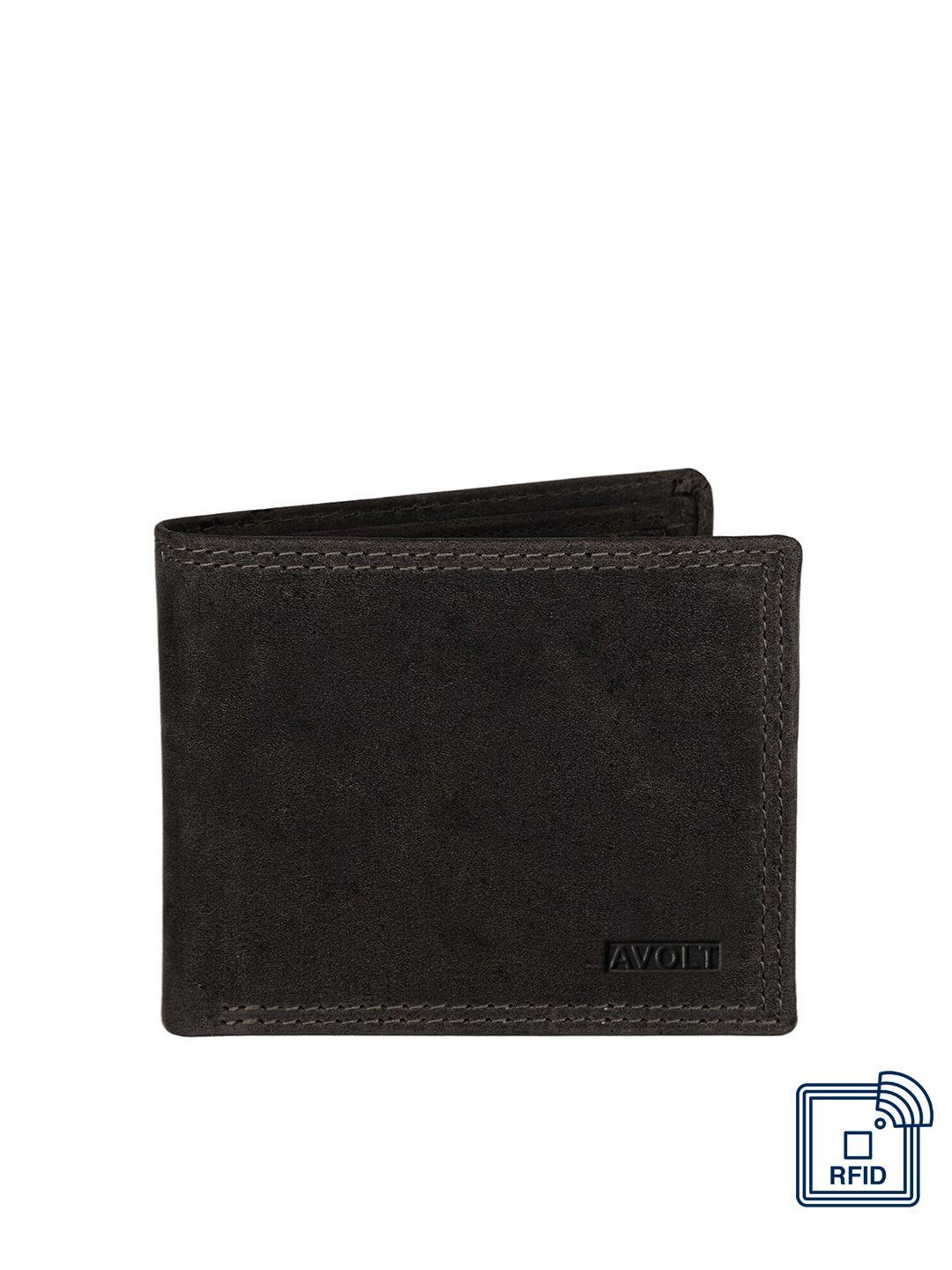 avolt men brown leather two fold wallet