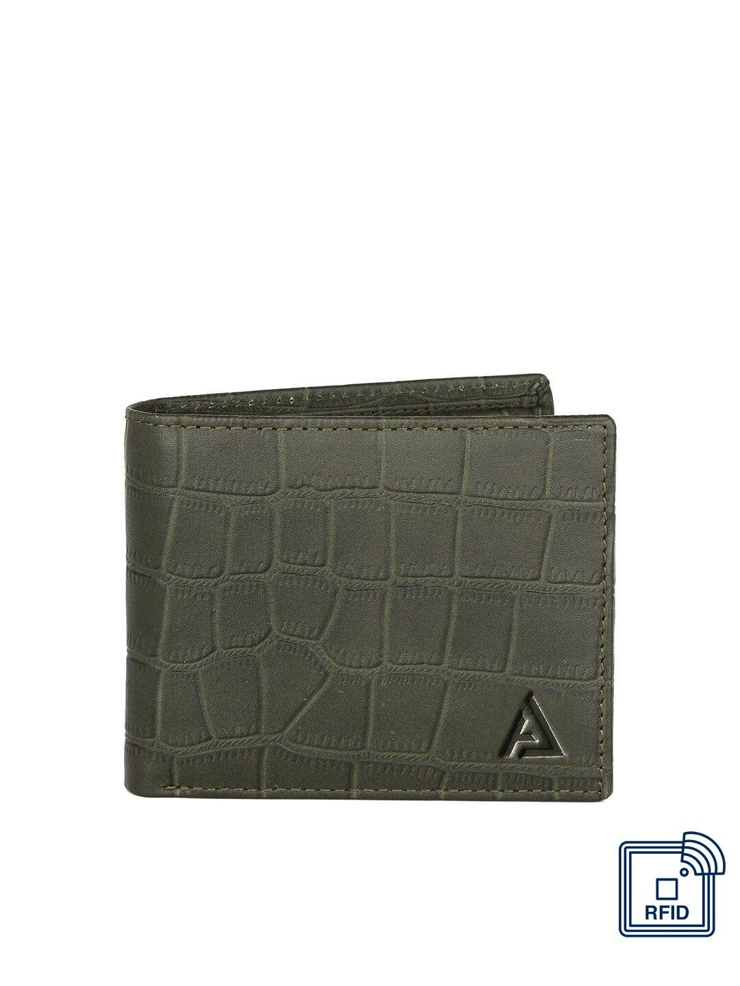 avolt men green textured leather two fold wallet