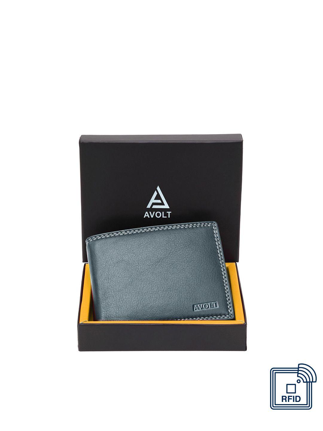 avolt men grey textured leather two fold wallet
