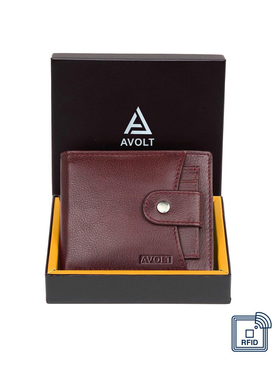 avolt men maroon leather two fold wallet