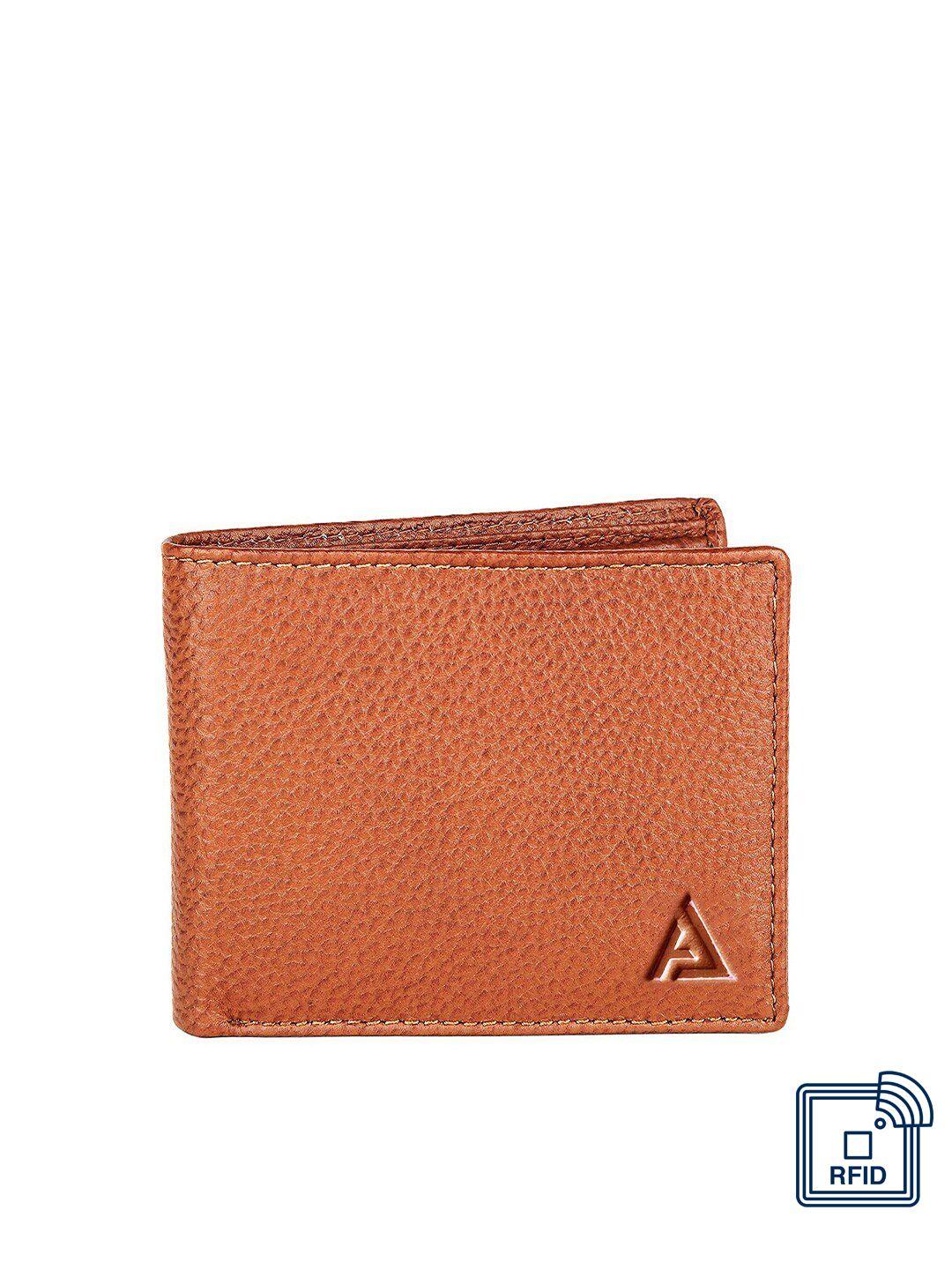 avolt men tan textured leather two fold wallet