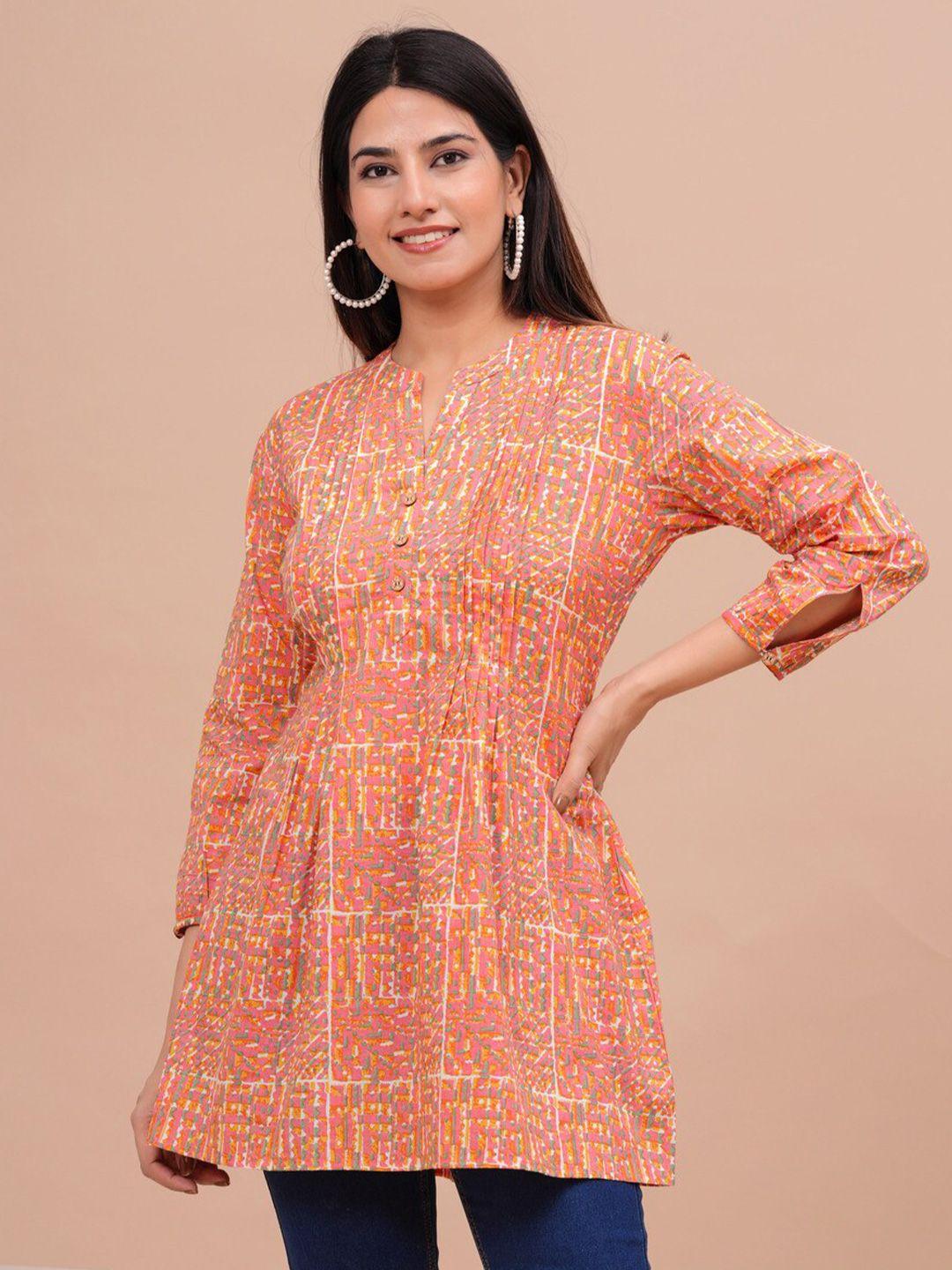 avyco peach-coloured print cotton top