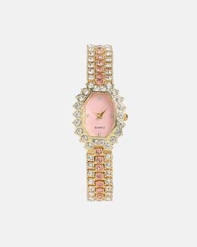aw23-hswc1098 analogue watch with stone-studded strap