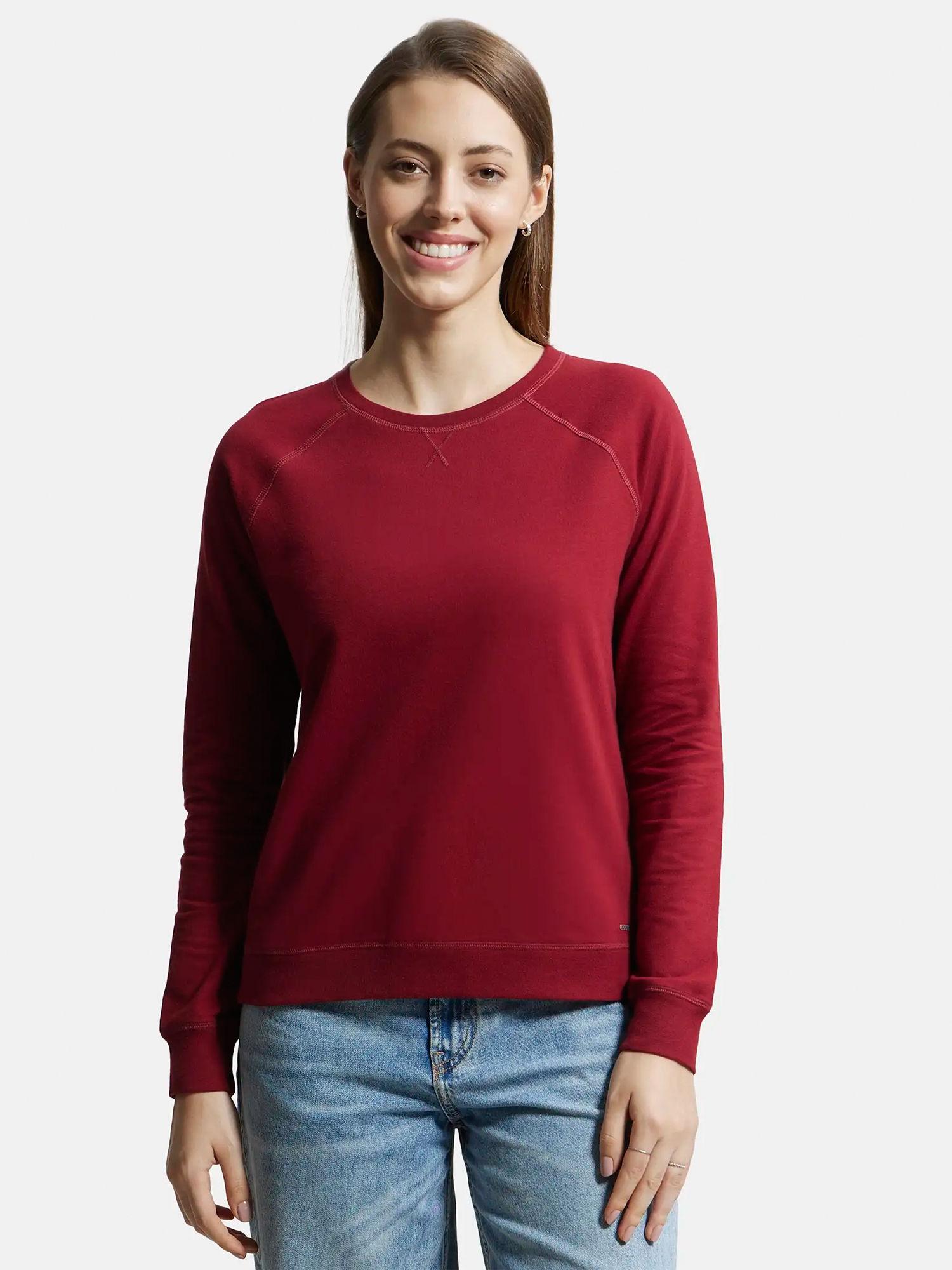 aw67 womens super combed cotton rich french terry sweatshirt rhubarb