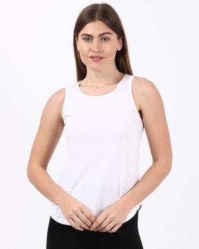 aw77 super combed cotton rich curved hem styled tank top