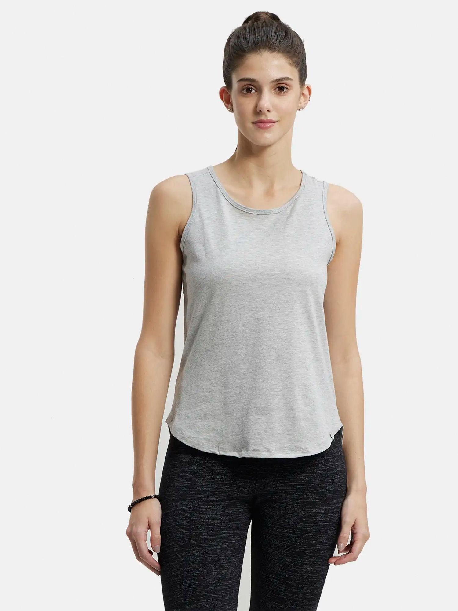 aw77 women's super combed cotton rich tank top grey