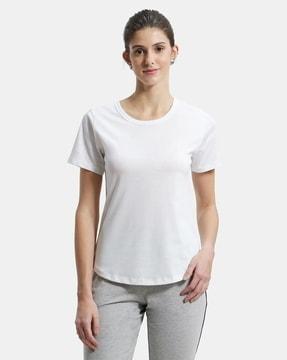 aw88 super combed cotton rich relaxed fit curved hem styled half sleeve t-shirt