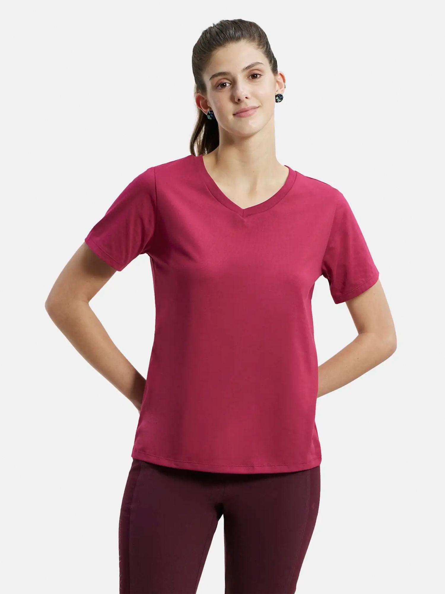 aw88 women's super combed cotton rich crew neck t-shirt red