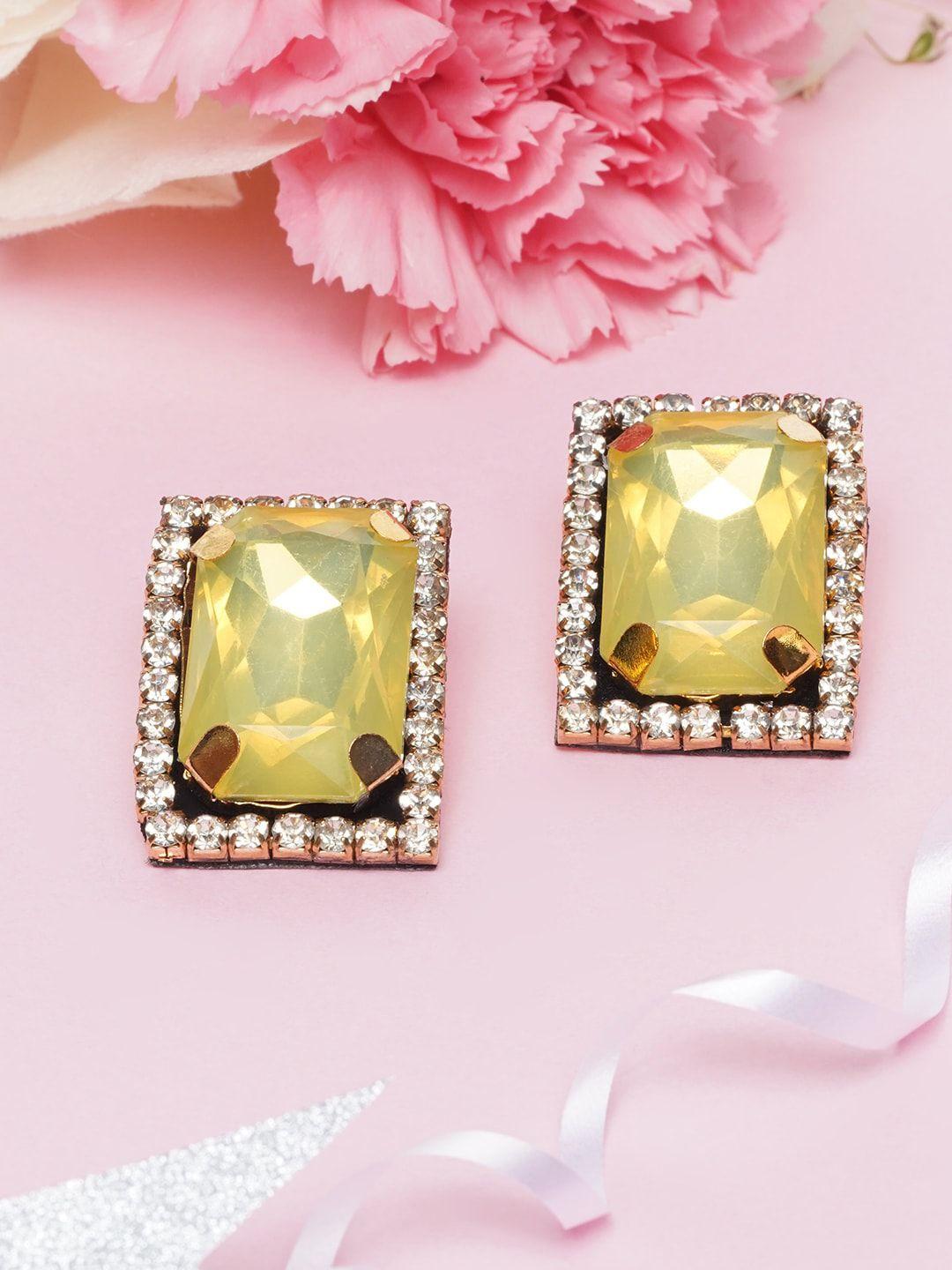 awadhi gold-plated yellow contemporary studs earrings