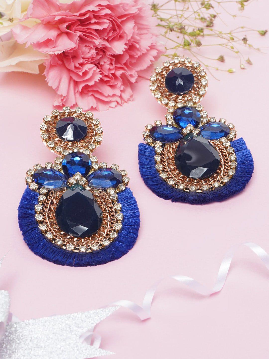 awadhi navy blue contemporary drop earrings