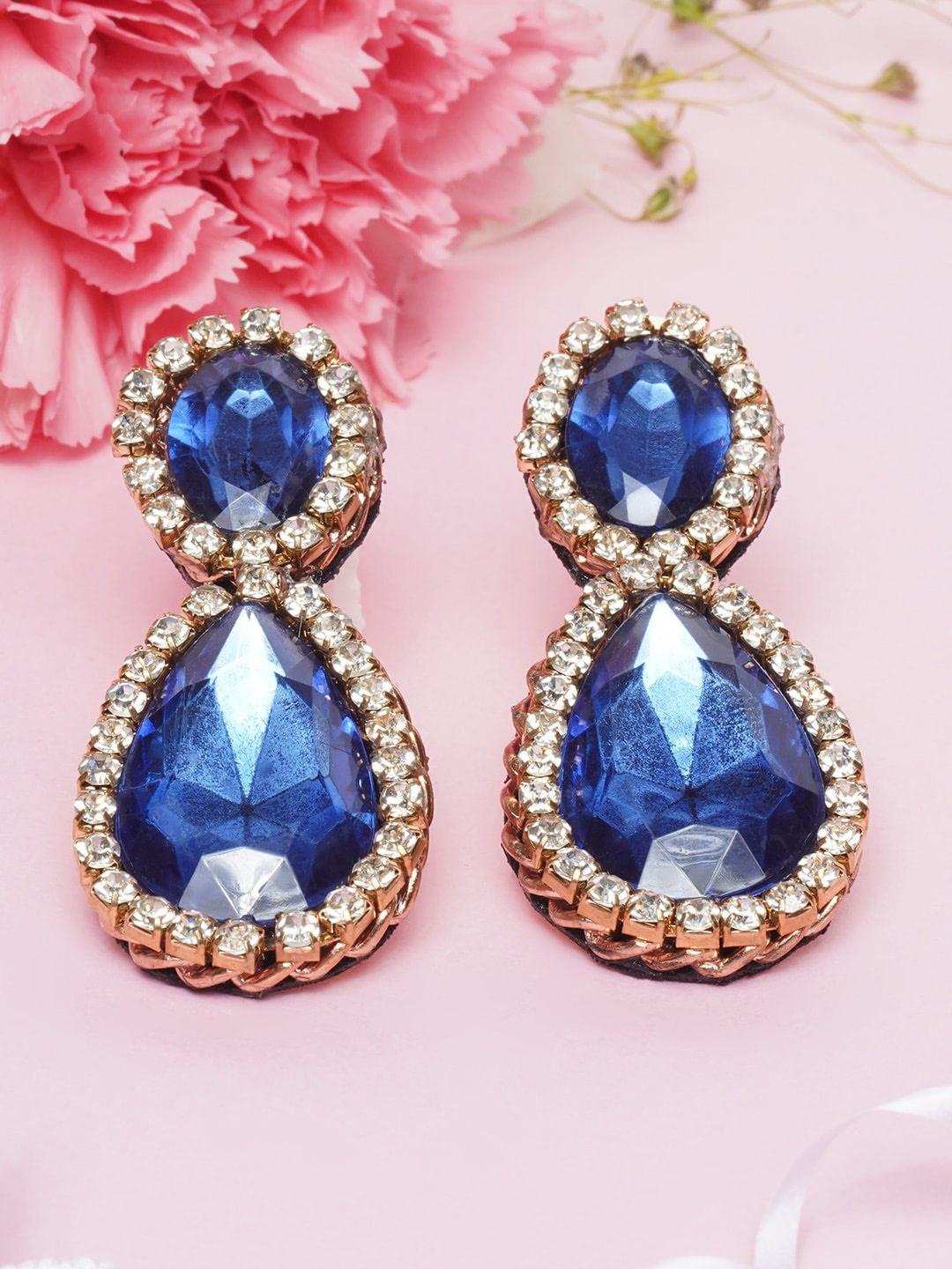 awadhi navy blue contemporary drop earrings