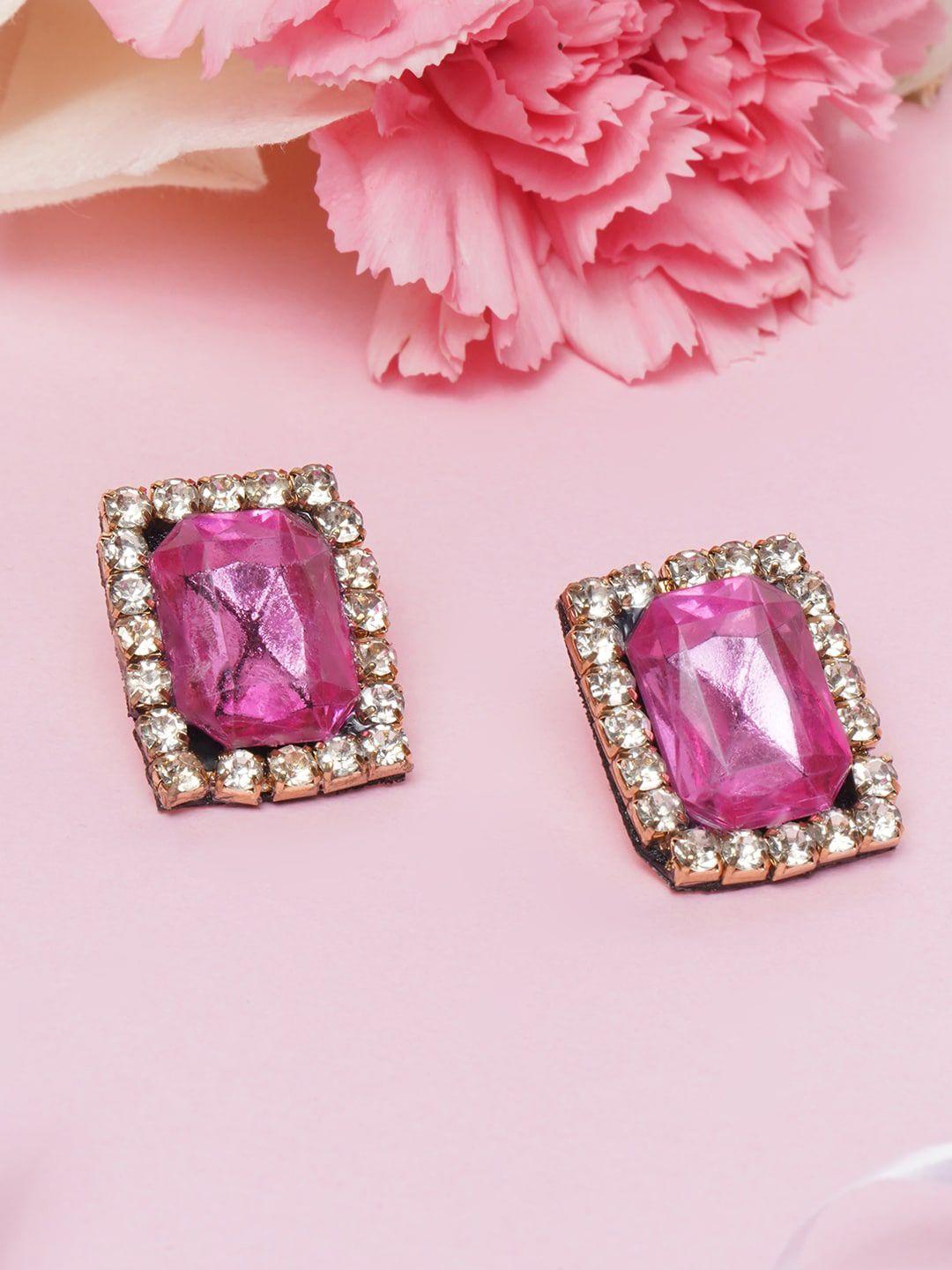 awadhi pink contemporary studs earrings