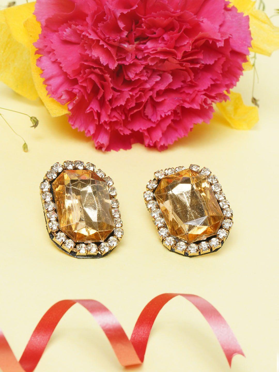 awadhi yellow contemporary studs earrings