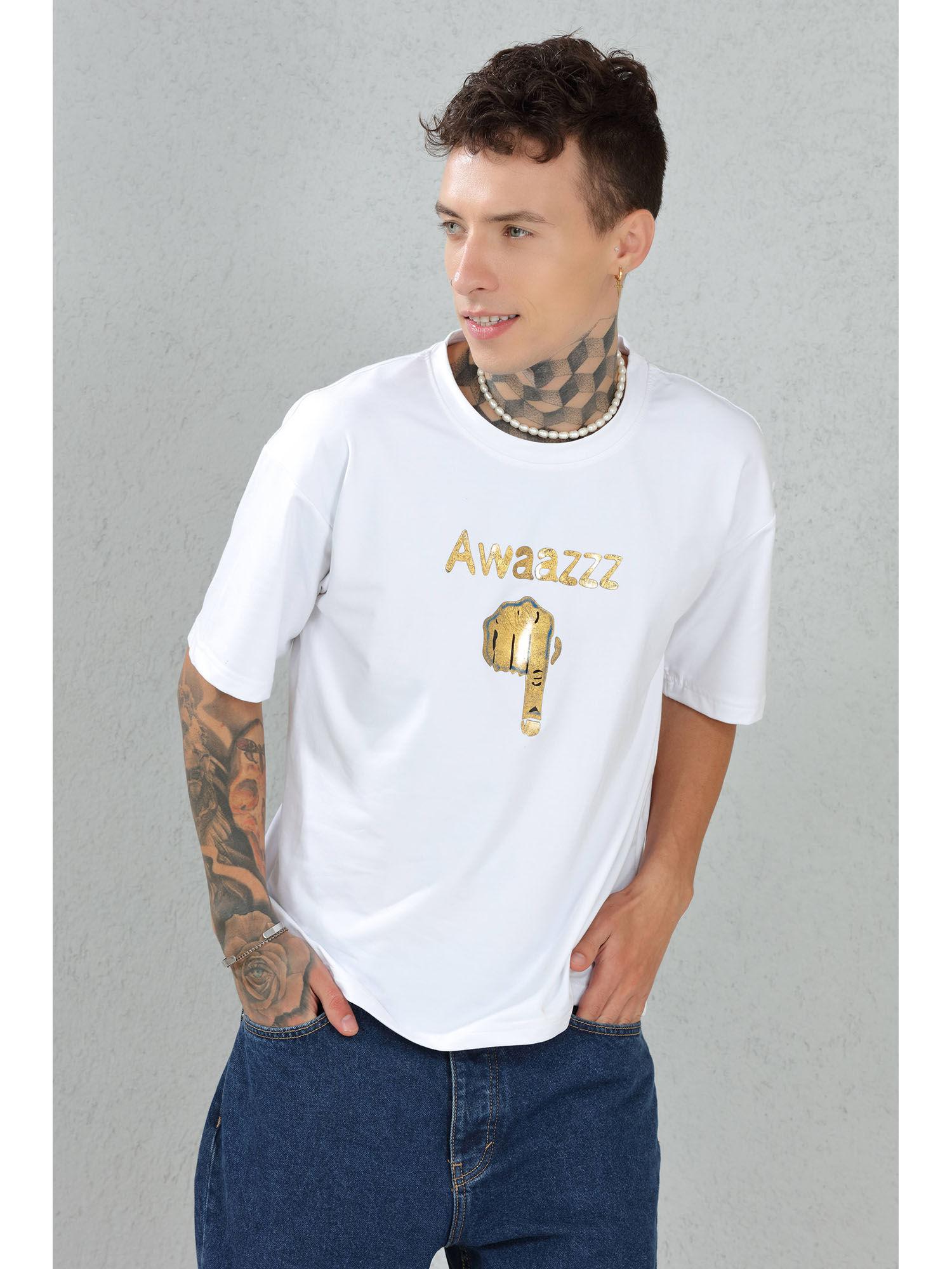 awaz niche white oversized t-shirt