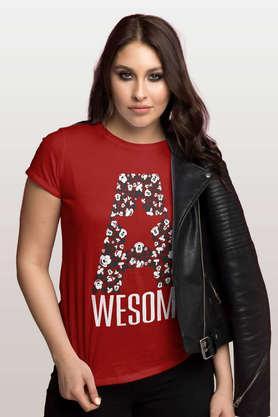 awesome mickey round neck womens t-shirt - red