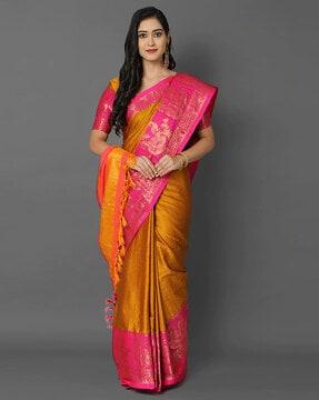 awesome pure silk jaccaurd border saree