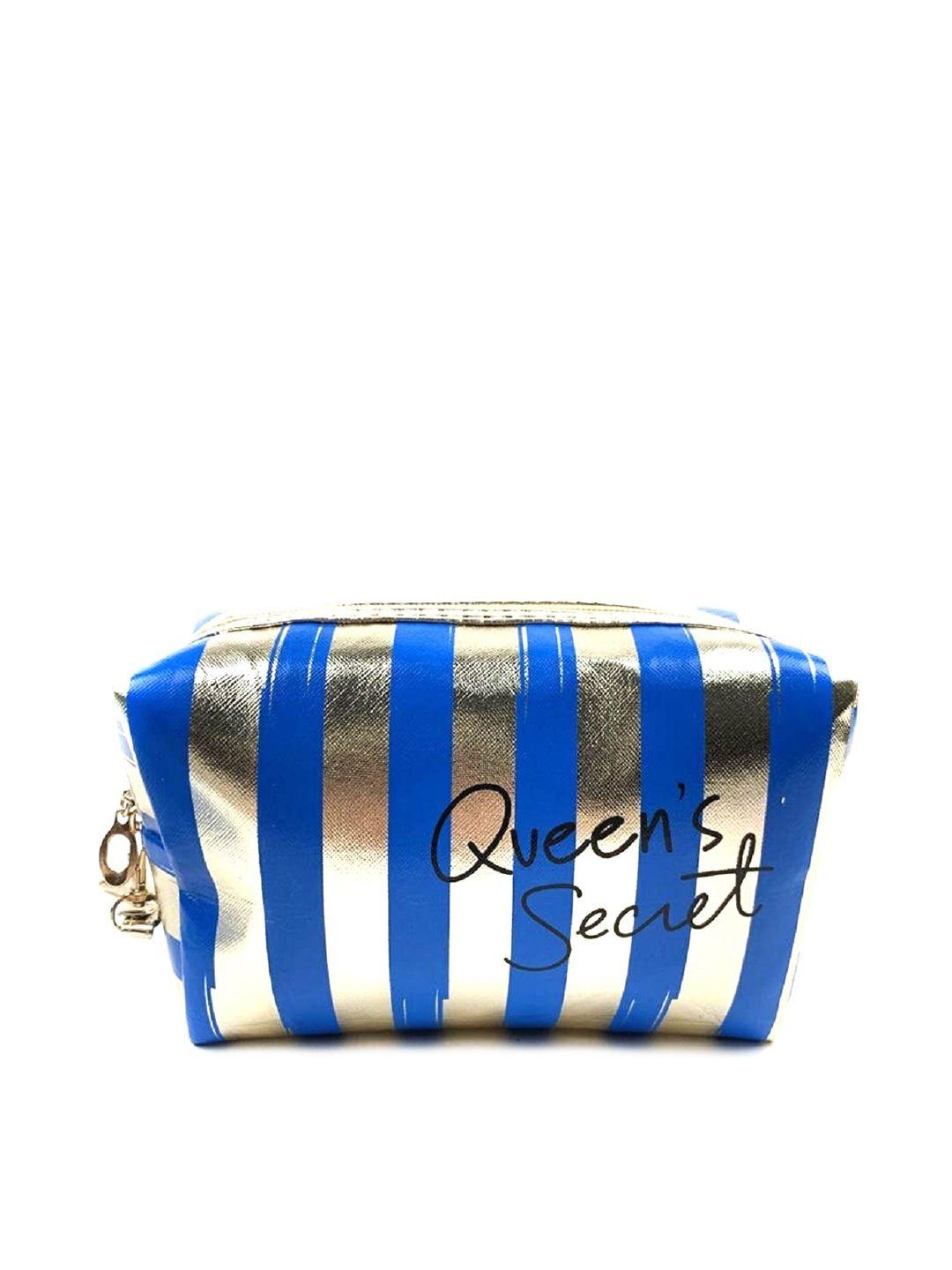 awestuffs adults blue & gold-toned striped travel pouch