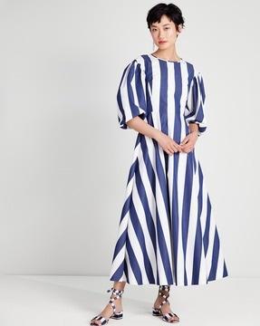 awning striped tie-back maxi dress