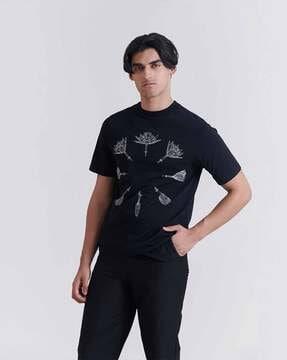 axel lily print regular fit crew-neck t-shirt