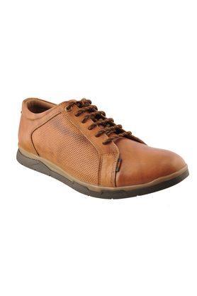 axton genuine leather lace up mens sport shoes - tan