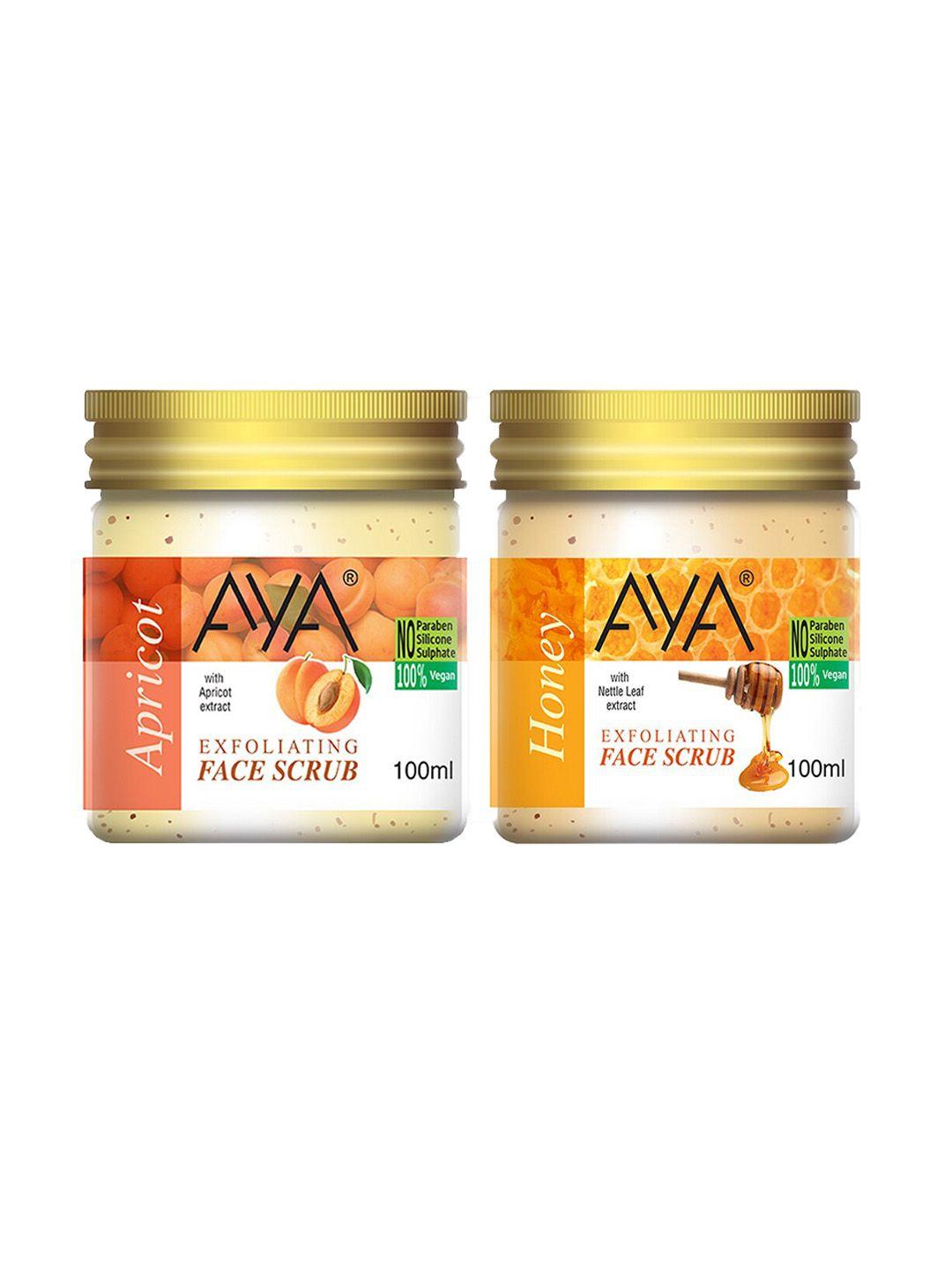 aya set of 2 apricot & honey exfoliating face scrubs - 100 ml each