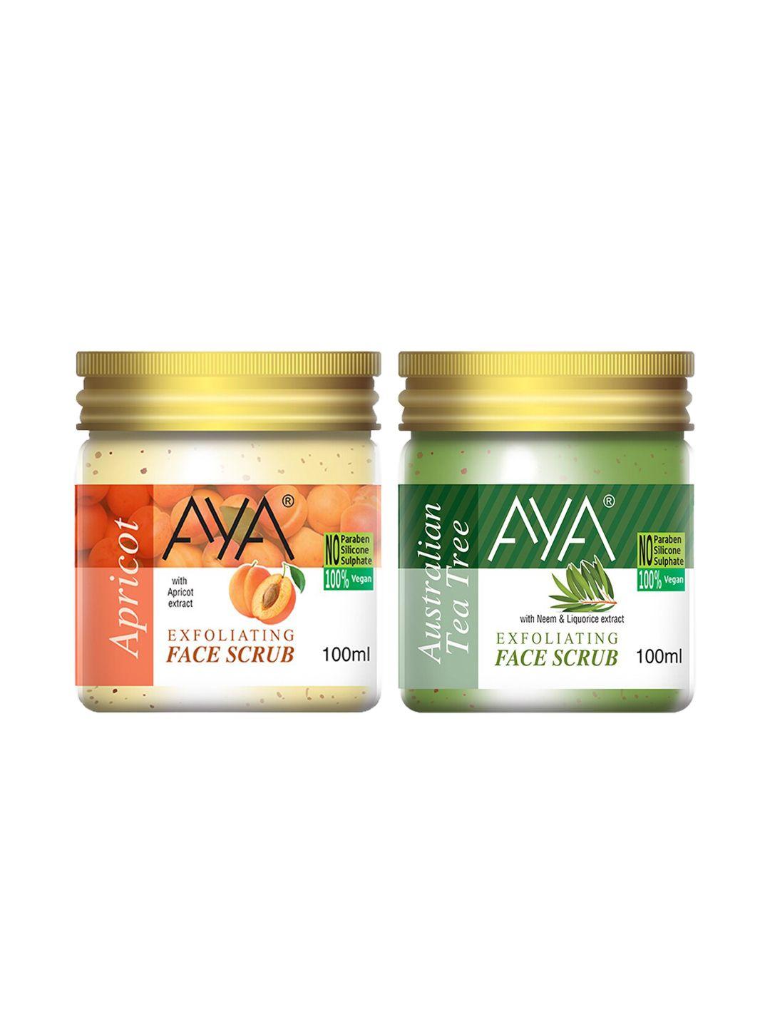 aya set of apricot & australian tea tree exfoliating face scrubs - 100 ml each