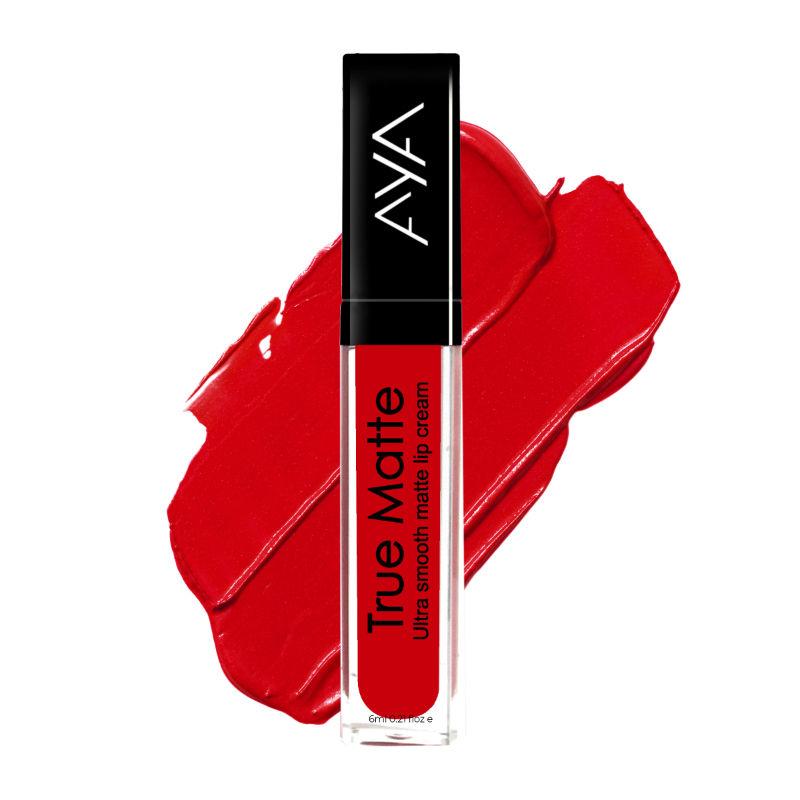 aya true matte liquid lipstick, ultra smooth matte lip cream, 02 blood red