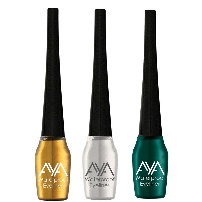 aya waterproof eyeliner - golden, silver, green (set of 3)