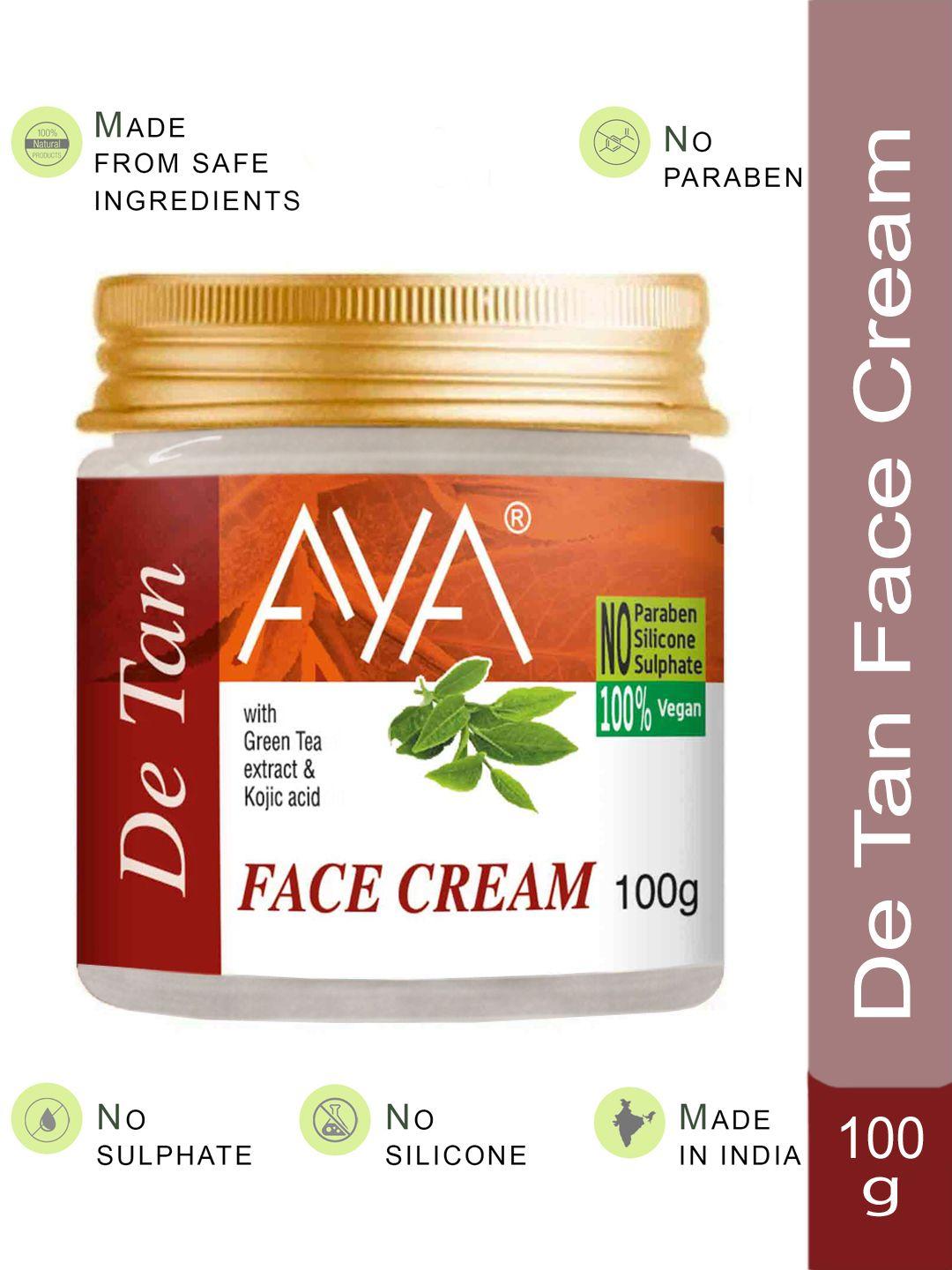 aya de-tan face cream with green tea extract & kojic acid - 100g