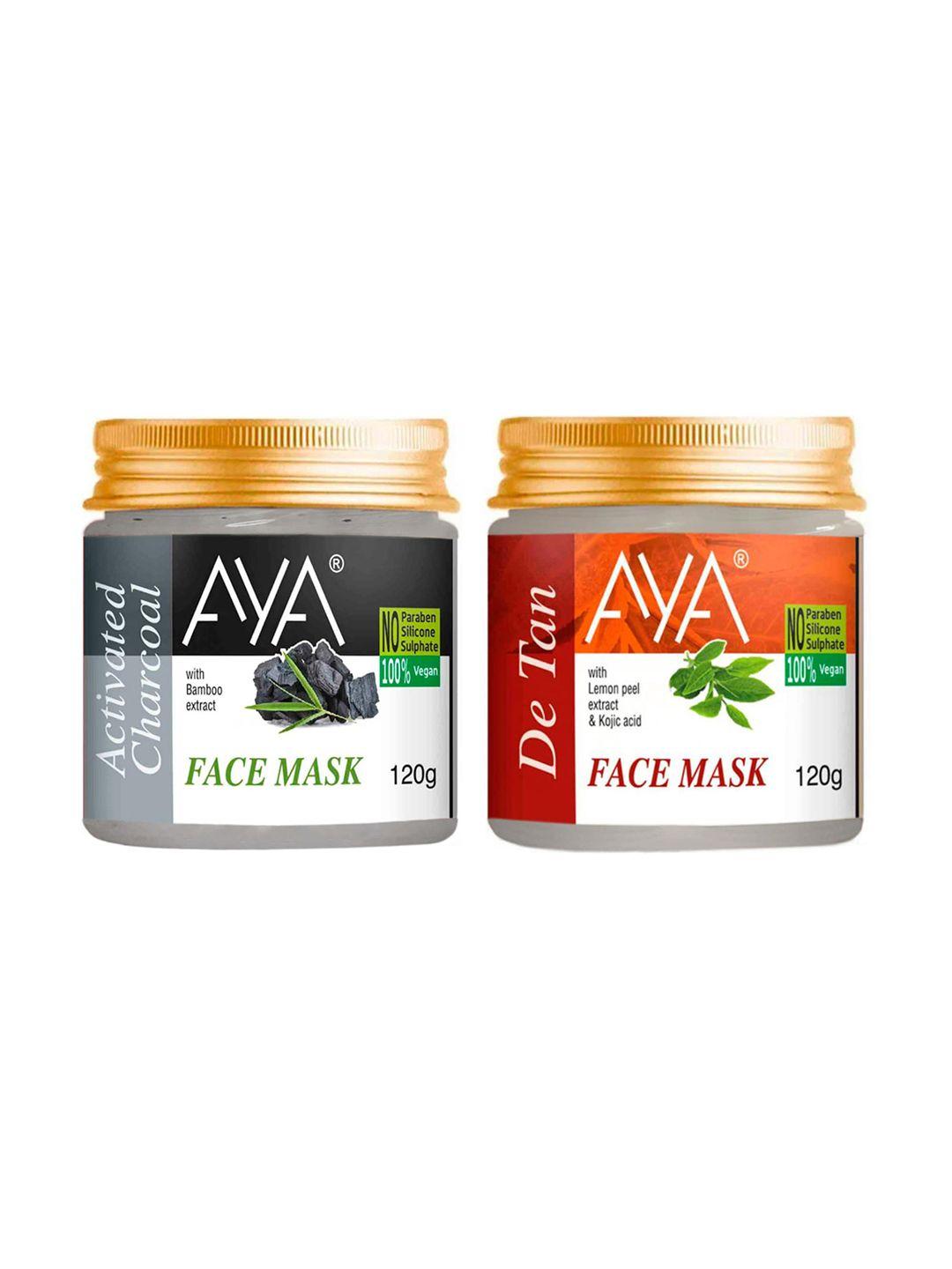 aya set of 2 activated charcoal & detan face mask 120 g each