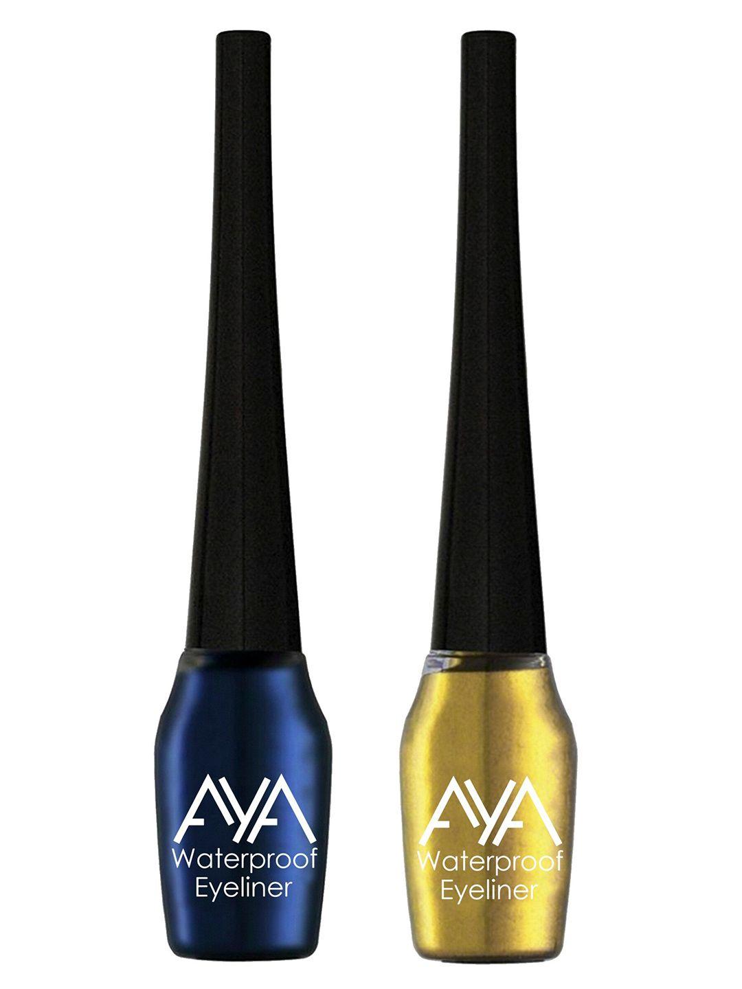 aya set of 2 blue & golden waterproof liquid eyeliner - 5ml each